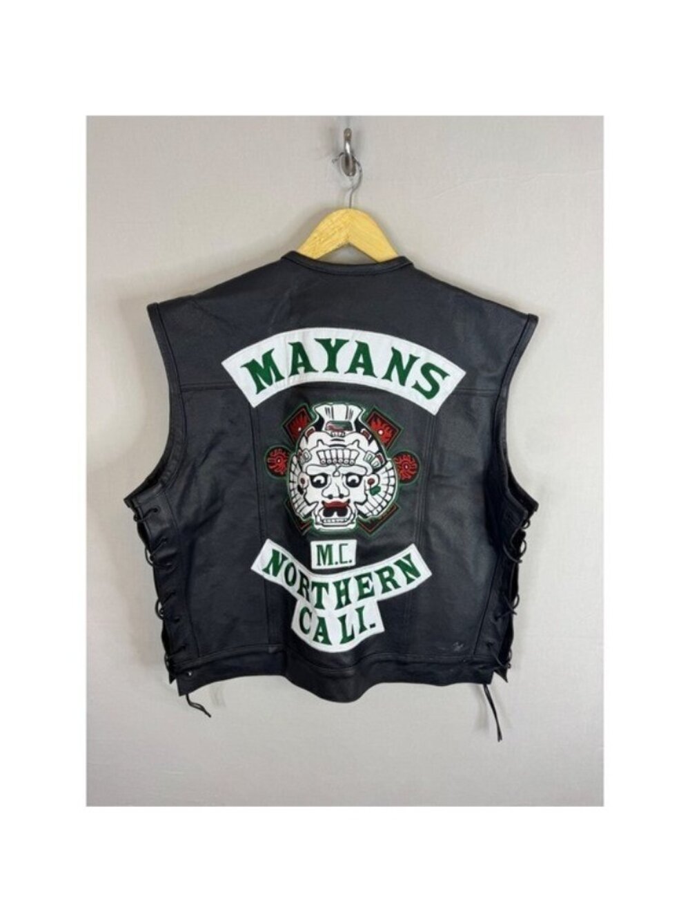 Mayans MC Northern Cali Leather Motorcycle Vest Men L President Patches Black